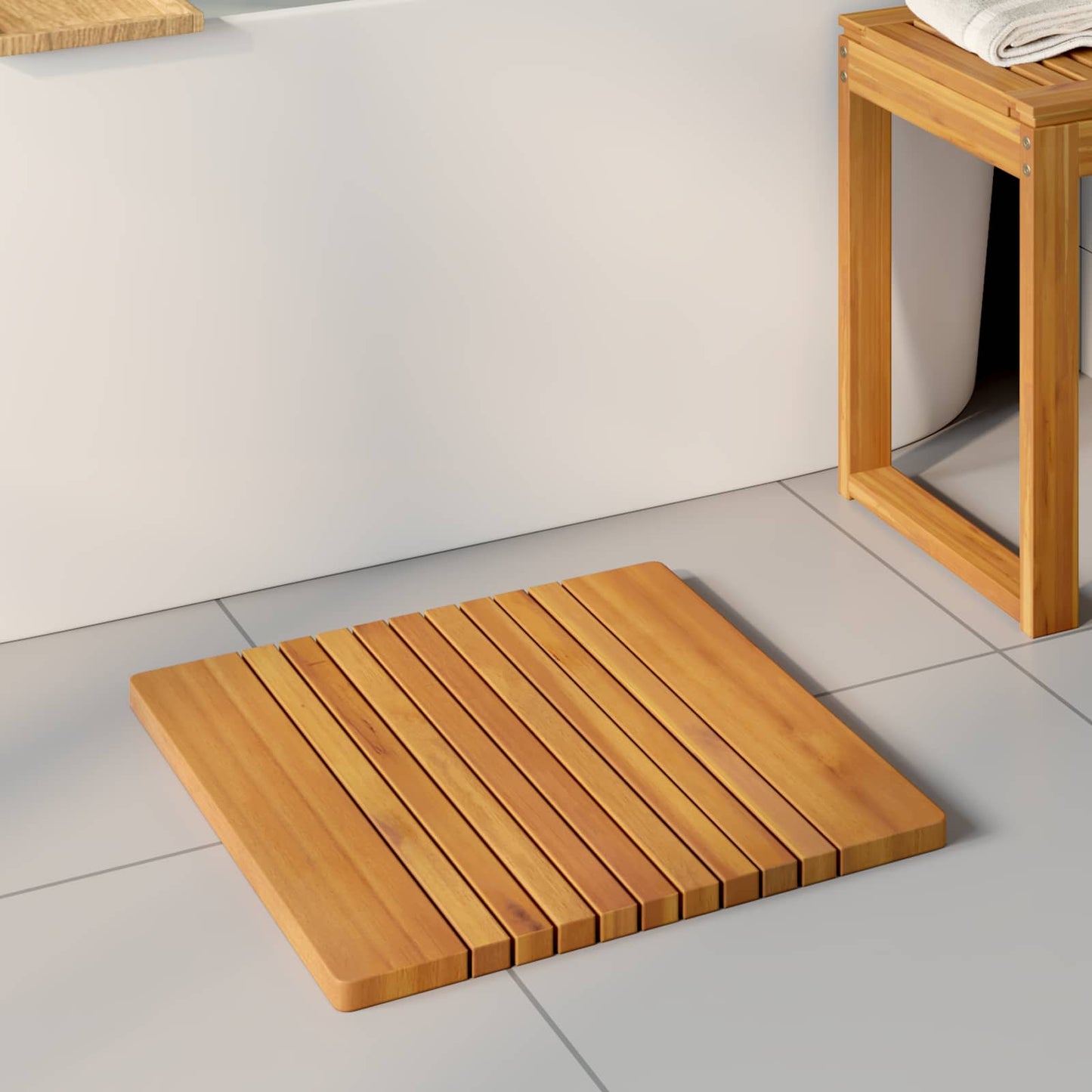 Tapis de bain uni marron 59 x 40 cm bois