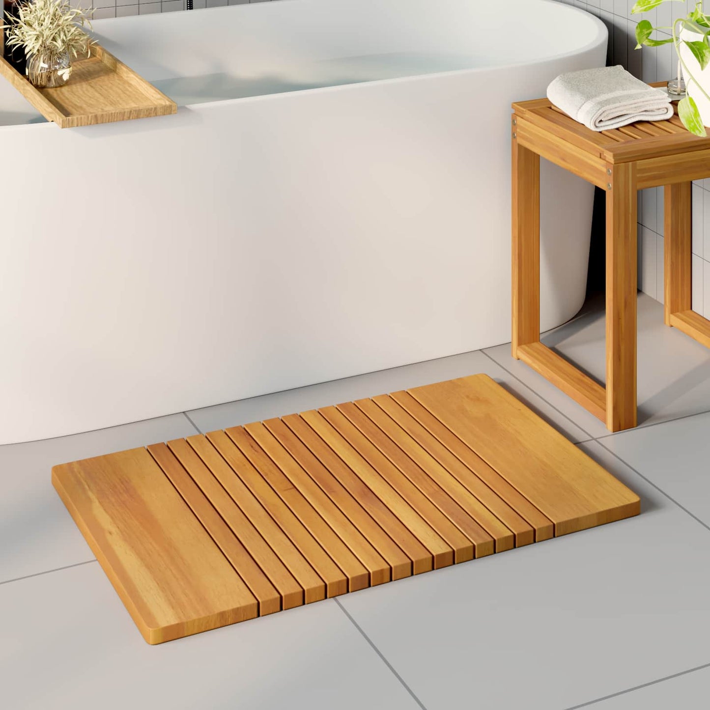 Badematte Uni Braun 59 x 40 cm Holz