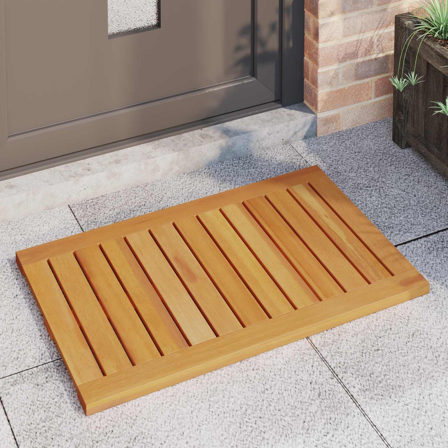 Solid Brown Bath Mat 80 x 50 cm Wood