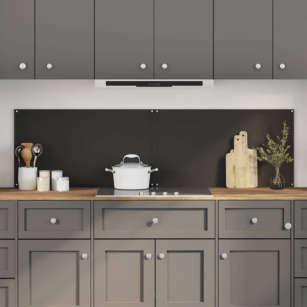 Küchenrückwand 2 pcs Schwarz 90 x 50 cm Gehärtetes Glas