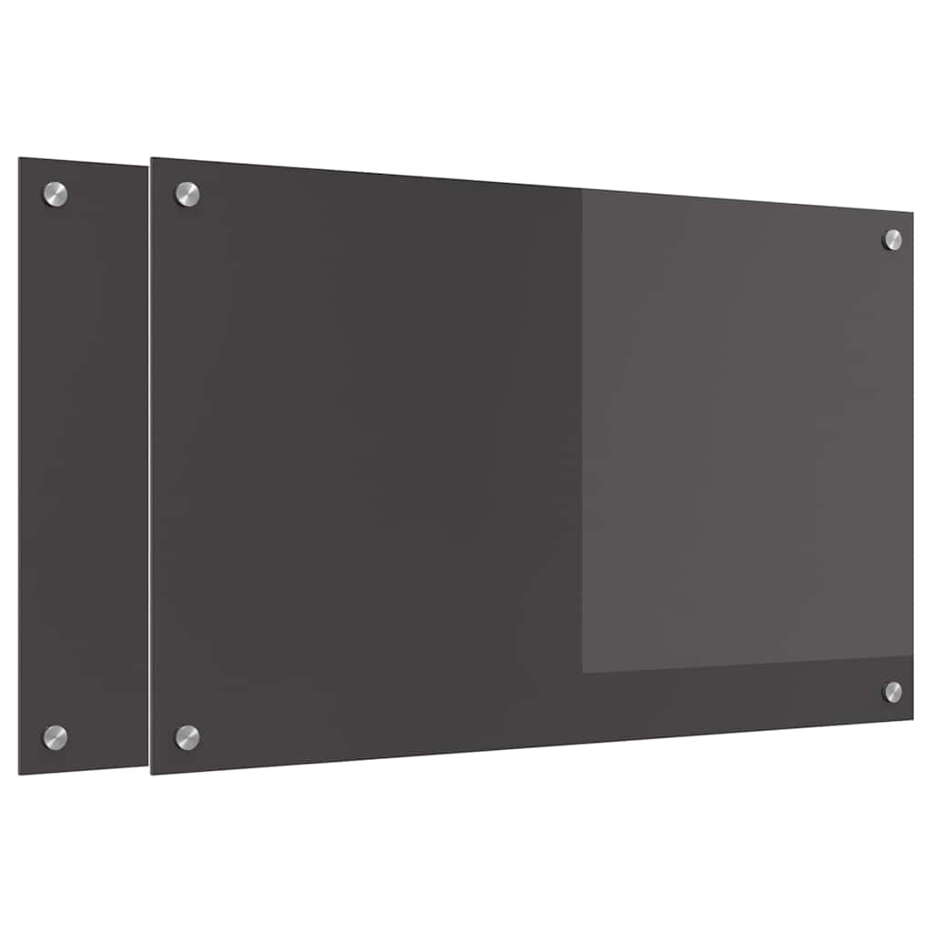 Küchenrückwand 2 pcs Dunkelgrau 80 x 50 cm Gehärtetes Glas