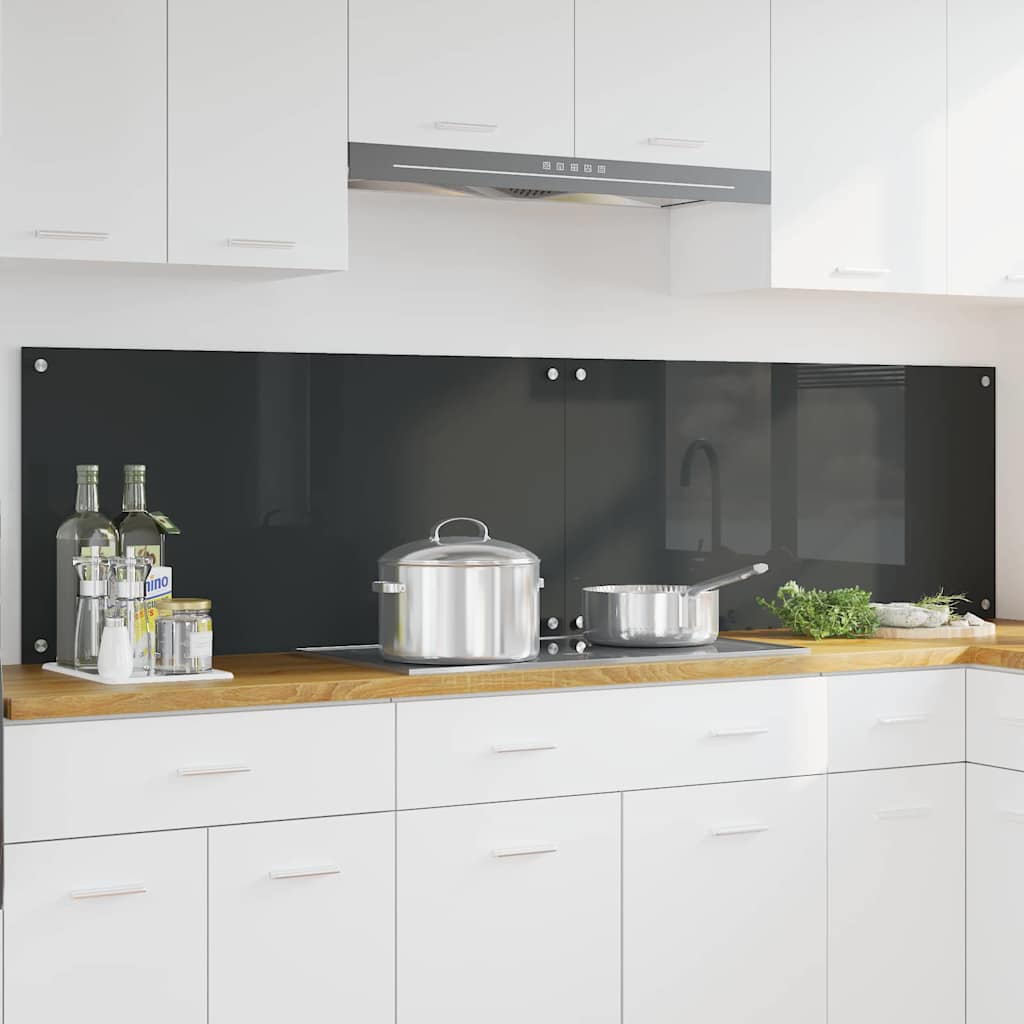 Küchenrückwand 2 pcs Dunkelgrau 100 x 50 cm Gehärtetes Glas