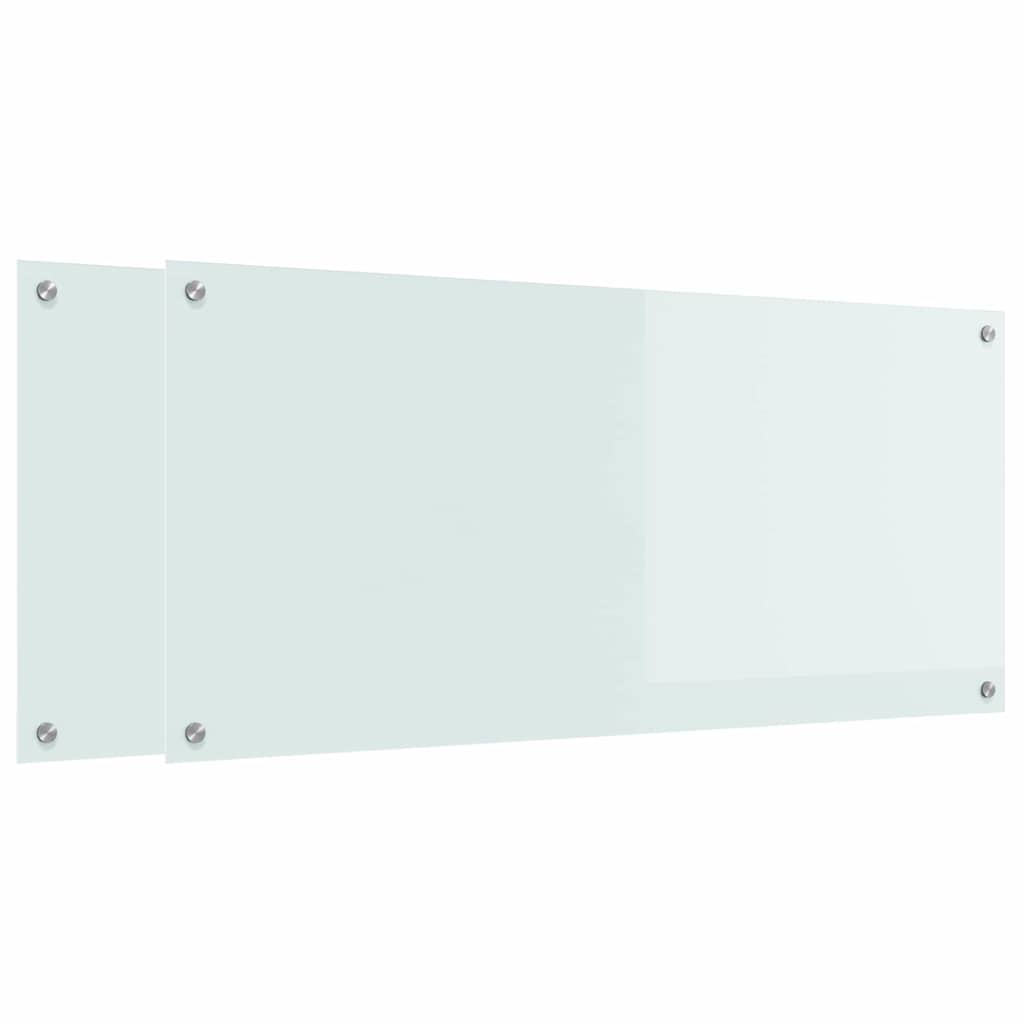 Küchenrückwand 2 pcs Weiß 110 x 50 cm Gehärtetes Glas