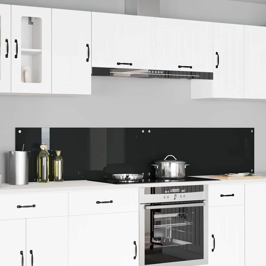 Küchenrückwand 2 pcs Schwarz 110 x 40 cm Gehärtetes Glas