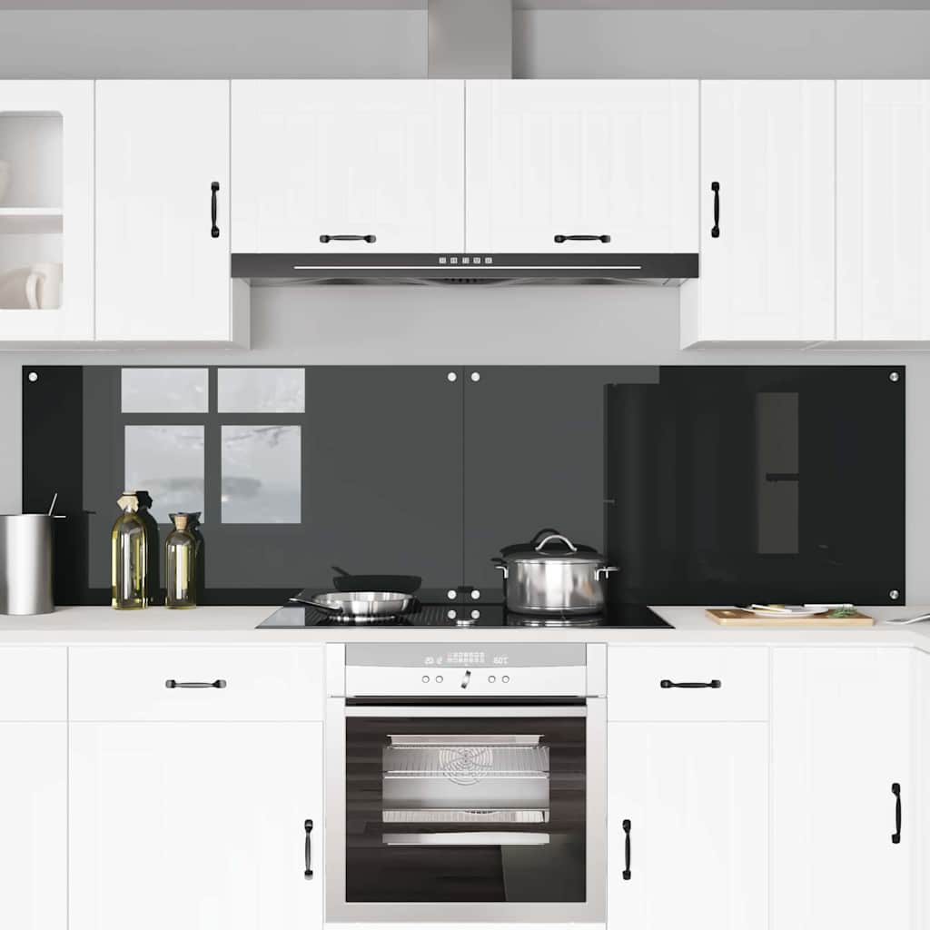 Küchenrückwand 2 pcs Schwarz 110 x 60 cm Gehärtetes Glas