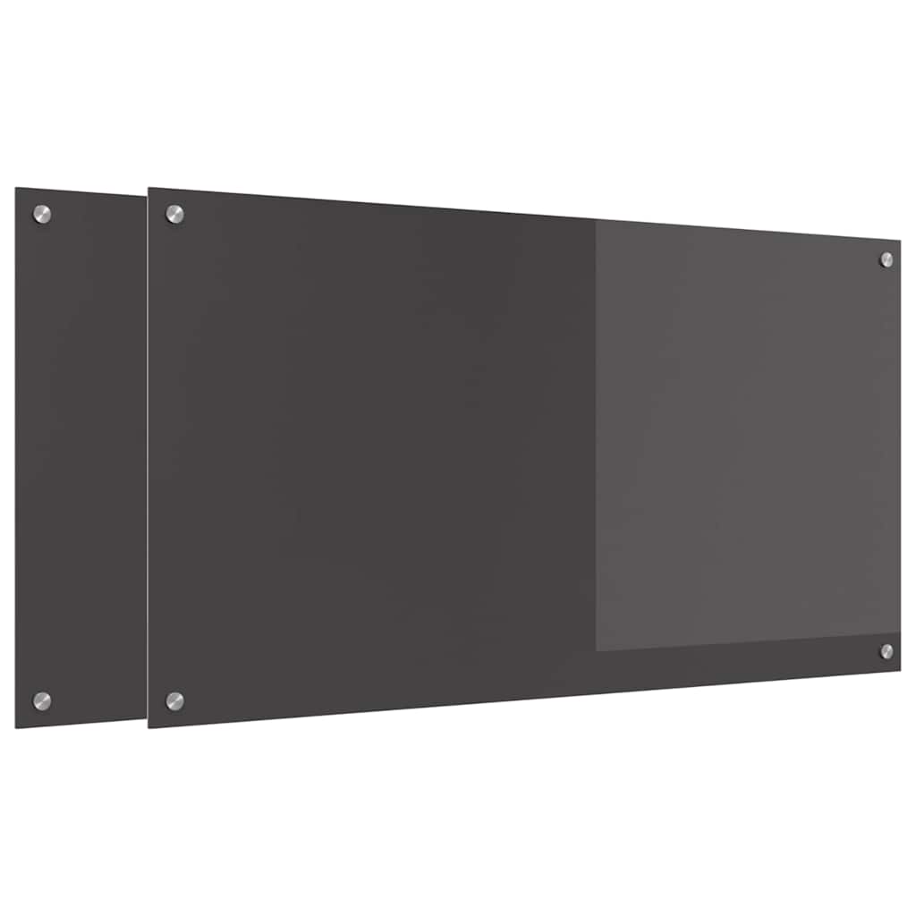 Küchenrückwand 2 pcs Dunkelgrau 110 x 60 cm Gehärtetes Glas