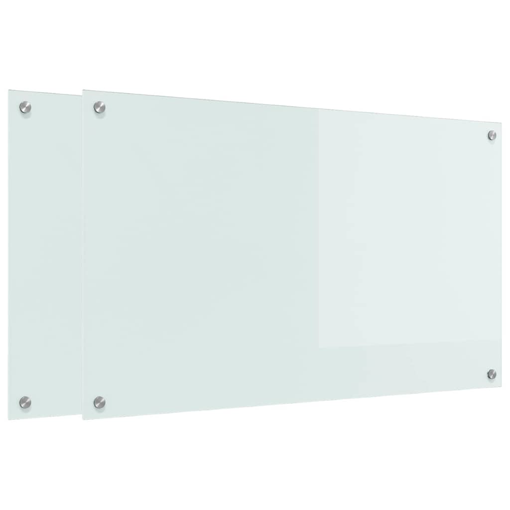 Küchenrückwand 2 pcs Weiß 100 x 60 cm Gehärtetes Glas