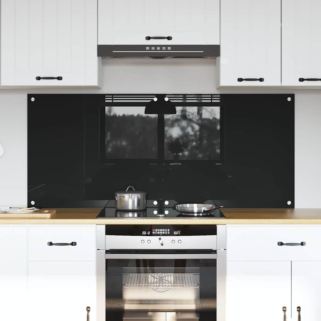 Küchenrückwand 2 pcs Schwarz 70 x 60 cm Gehärtetes Glas