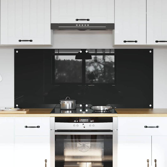 Küchenrückwand 2 pcs Schwarz 70 x 60 cm Gehärtetes Glas