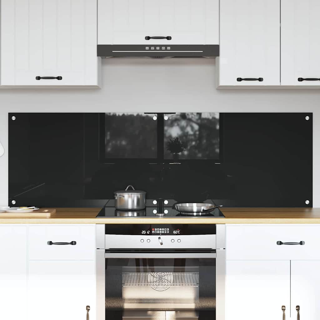 Küchenrückwand 2 pcs Schwarz 80 x 50 cm Gehärtetes Glas