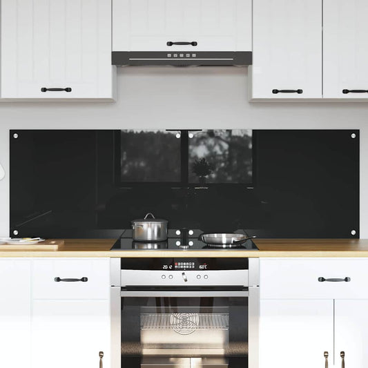 Küchenrückwand 2 pcs Schwarz 80 x 50 cm Gehärtetes Glas