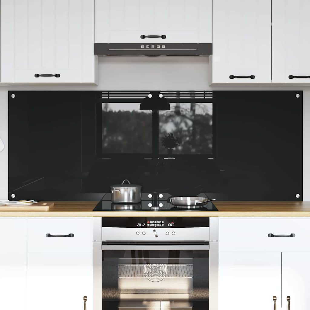 Küchenrückwand 2 pcs Schwarz 80 x 60 cm Gehärtetes Glas