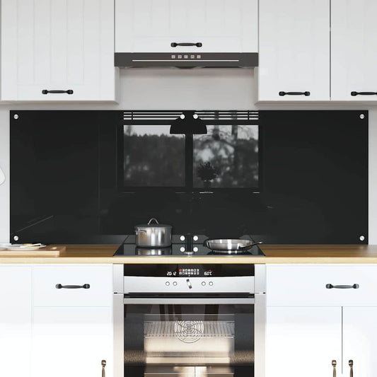 Küchenrückwand 2 pcs Schwarz 80 x 60 cm Gehärtetes Glas