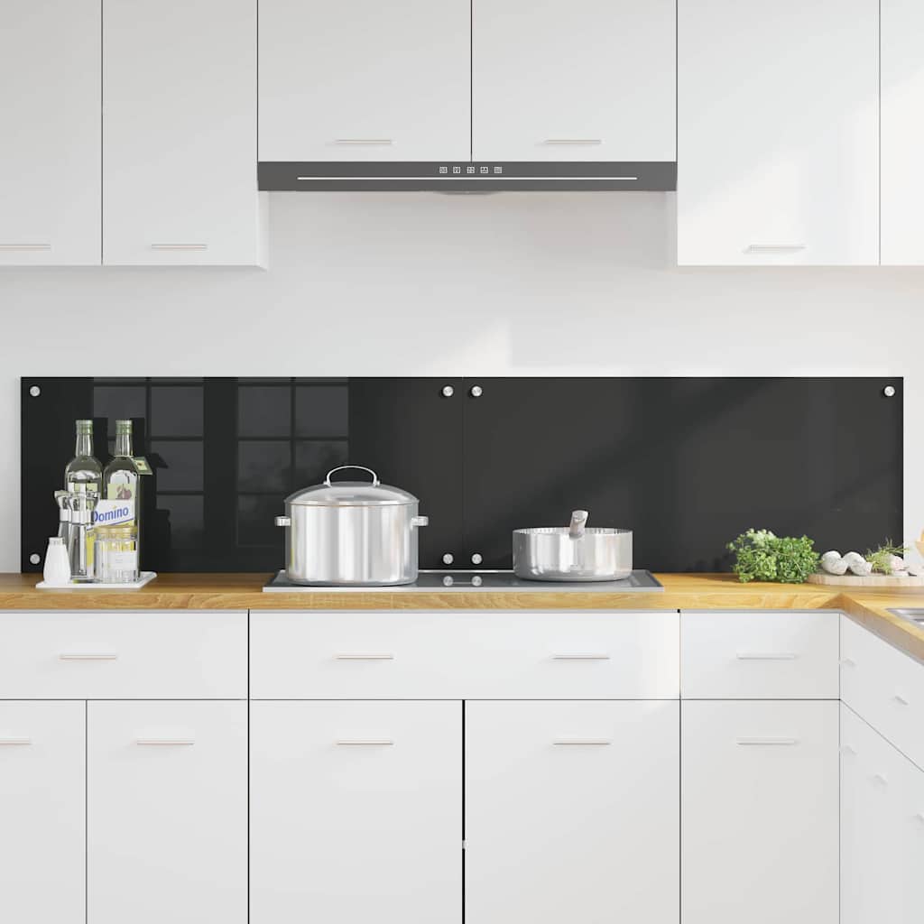 Küchenrückwand 2 pcs Schwarz 90 x 40 cm Gehärtetes Glas