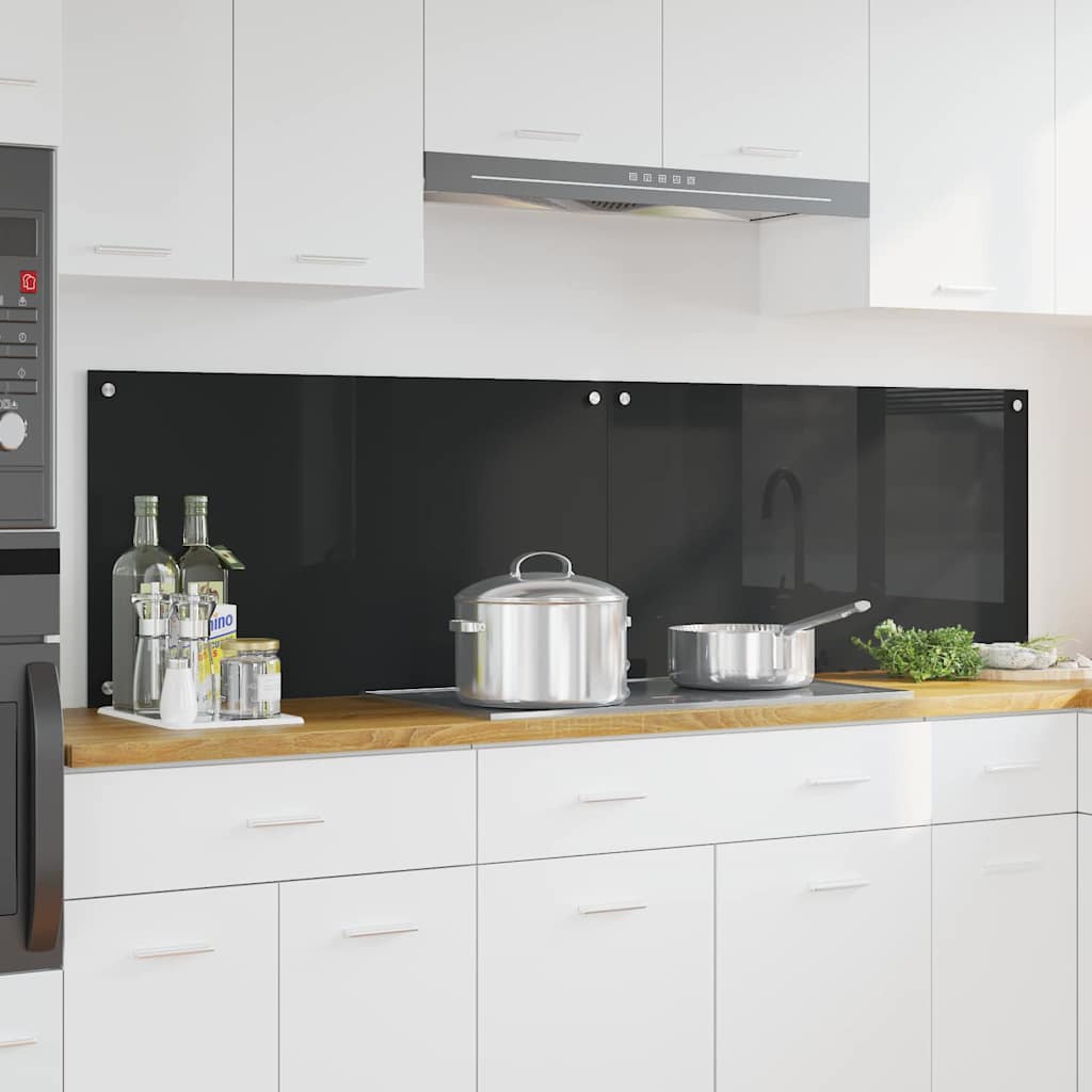 Küchenrückwand 2 pcs Schwarz 90 x 50 cm Gehärtetes Glas