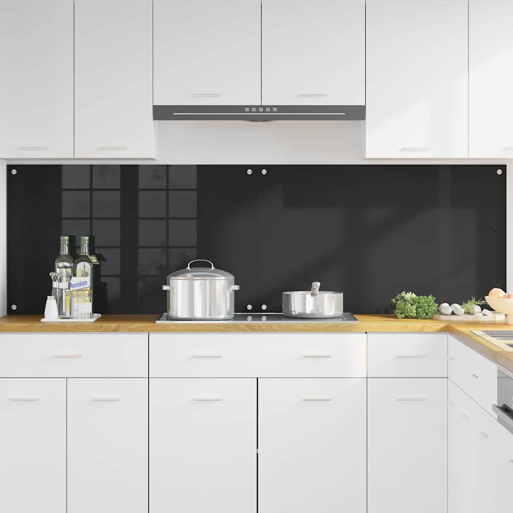Küchenrückwand 2 pcs Schwarz 100 x 60 cm Gehärtetes Glas