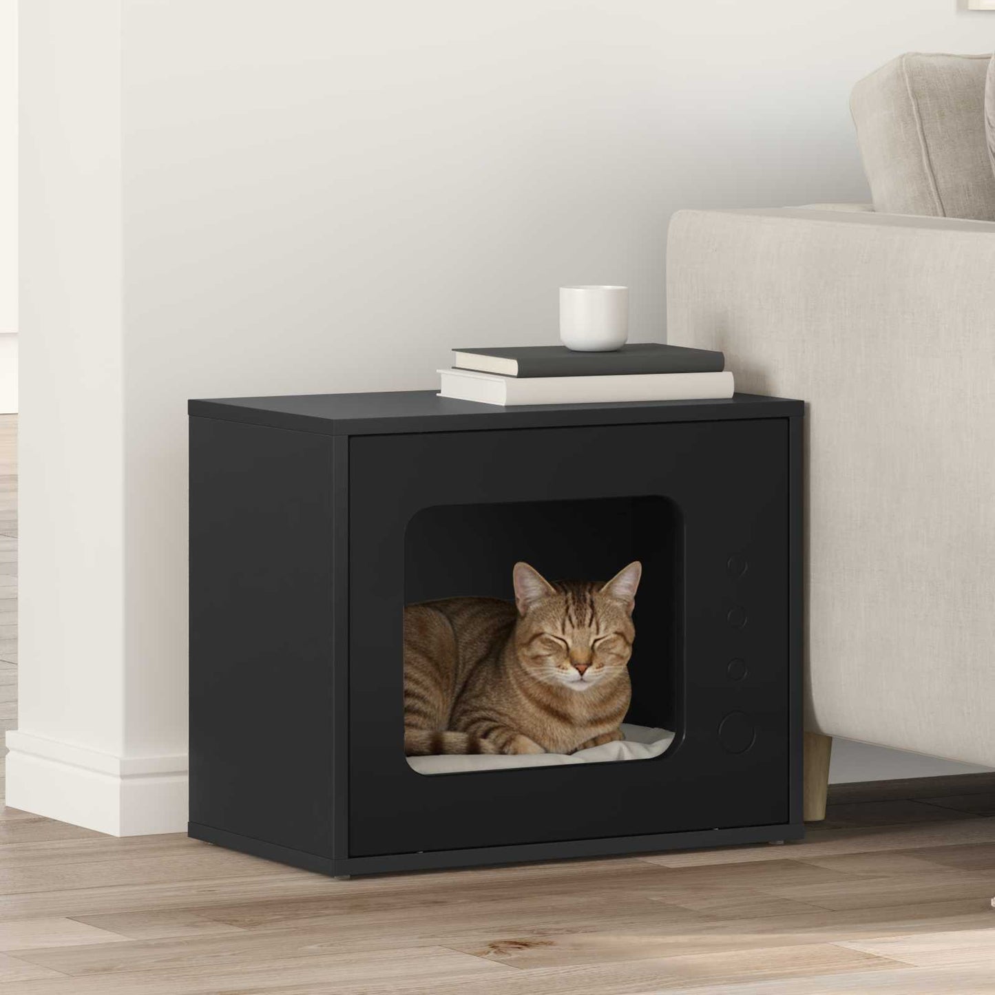 Katzenhaus Schwarz 51 x 30 x 42,5 cm Holzwerkstoff