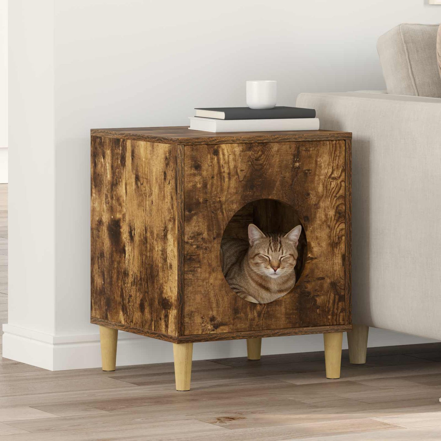 Katzenhaus Geräucherte Eiche 42,5 x 40 x 53 cm Holzwerkstoff