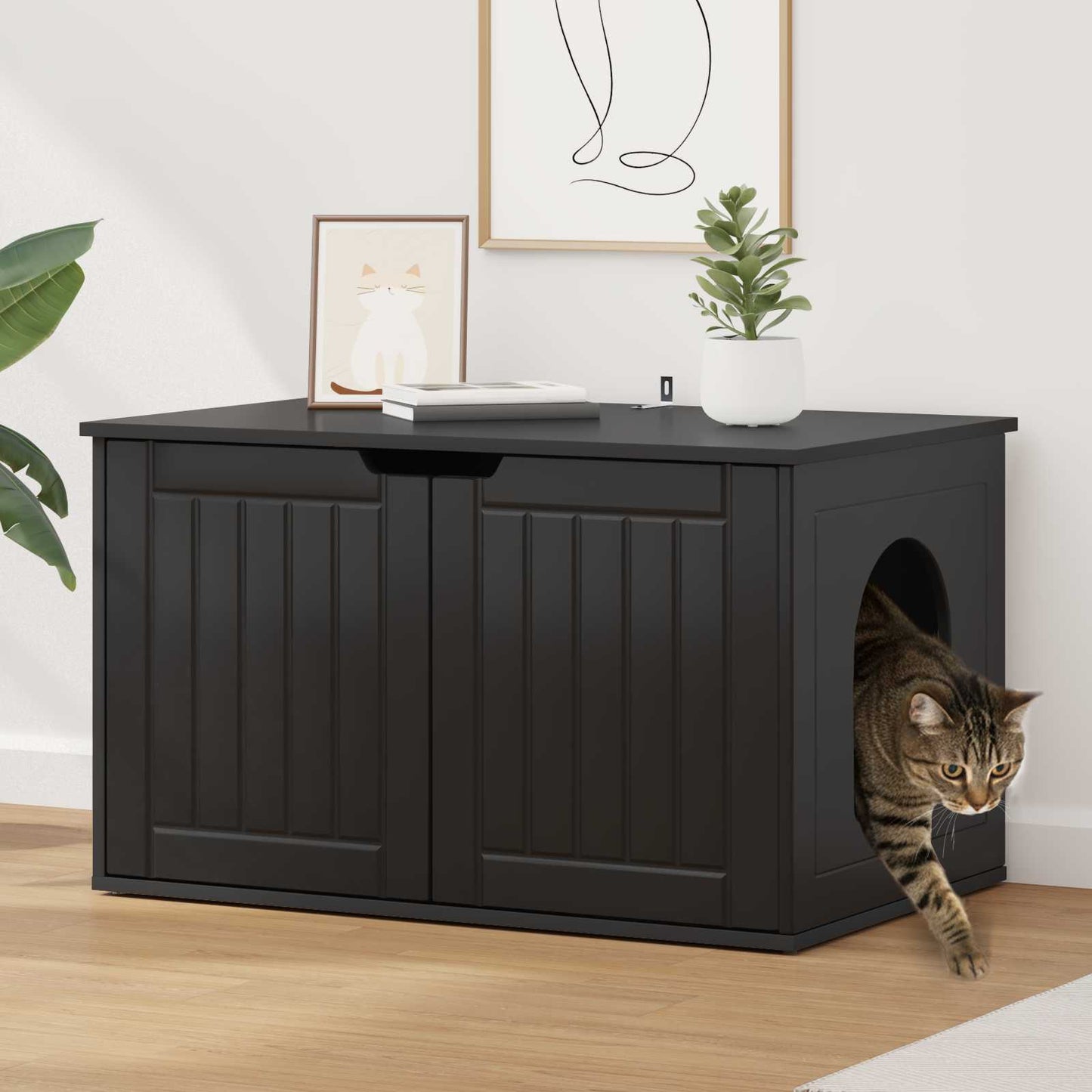 Katzenhaus Schwarz 85 x 55 x 50,5 cm Holzwerkstoff