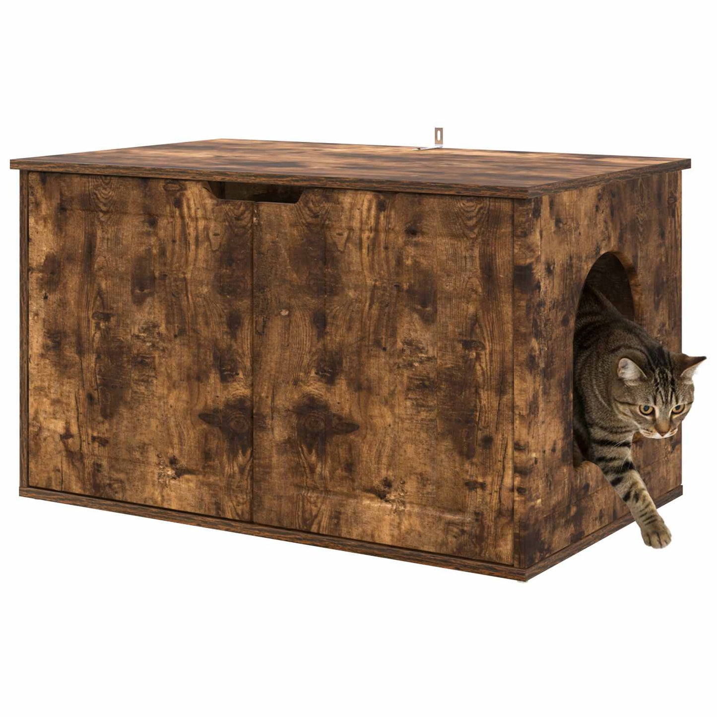 Katzenhaus Geräucherte Eiche 85 x 55 x 50,5 cm Holzwerkstoff