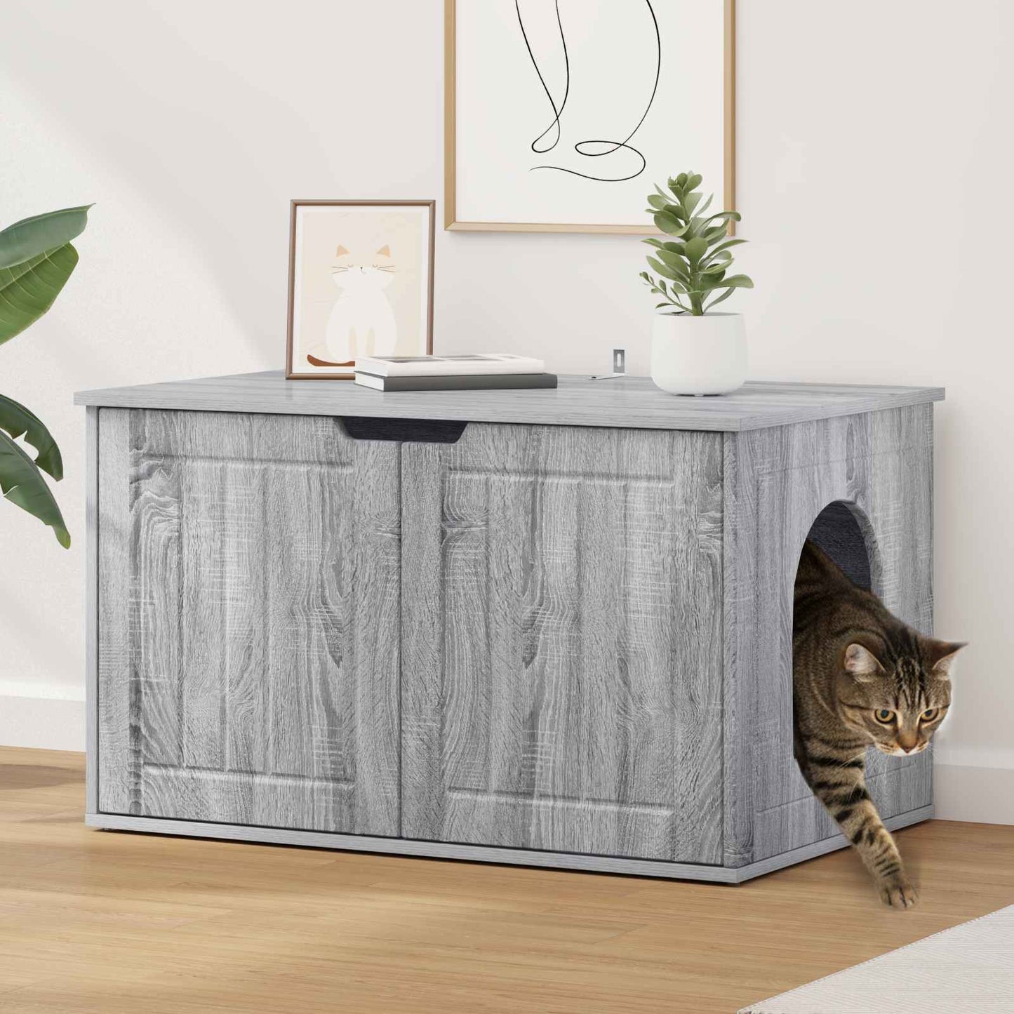 Katzenhaus Graues Sonoma 85 x 55 x 50,5 cm Holzwerkstoff