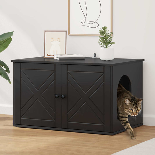 Katzenhaus Schwarz 85 x 55 x 50,5 cm Holzwerkstoff
