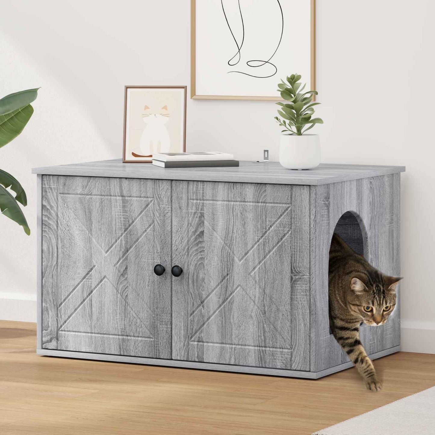 Katzenhaus Graues Sonoma 85 x 55 x 50 cm Holzwerkstoff