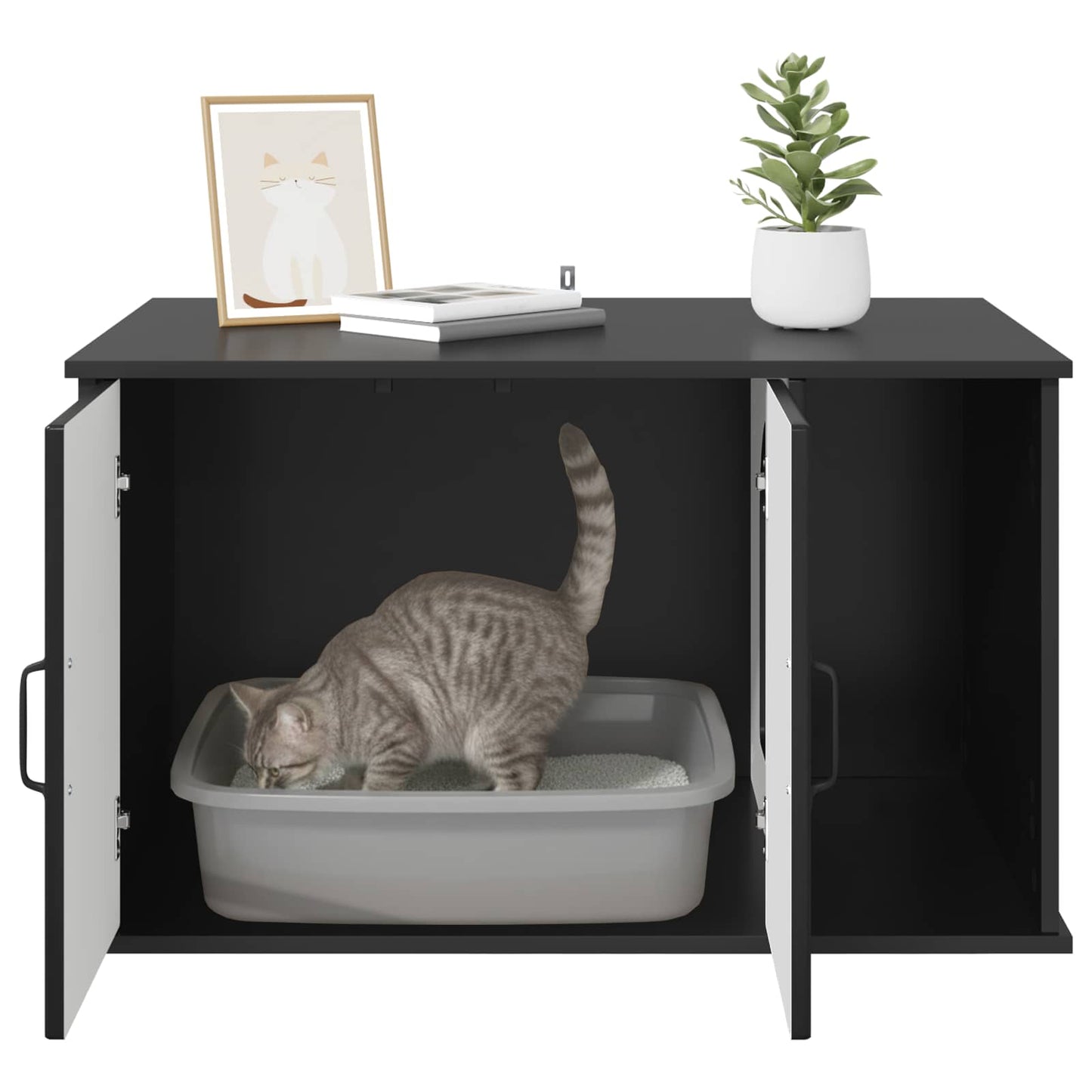 Katzenhaus Schwarz 85 x 55 x 50 cm Holzwerkstoff