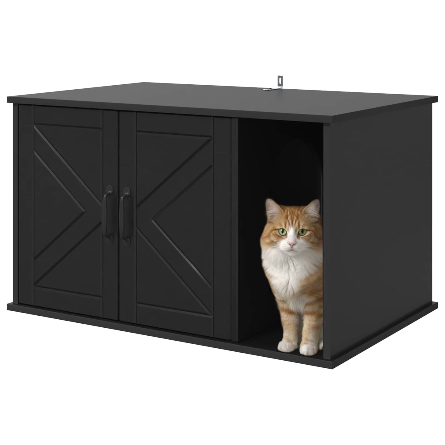 Katzenhaus Schwarz 85 x 55 x 50 cm Holzwerkstoff