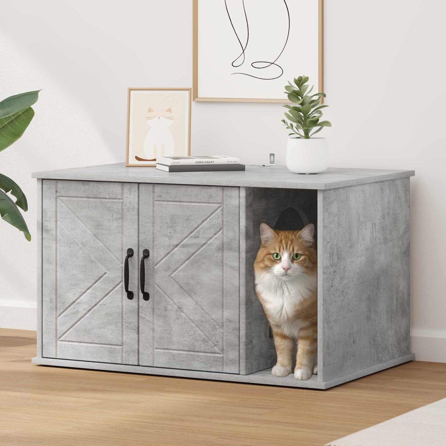 Katzenhaus Beton 85 x 55 x 50 cm Holzwerkstoff