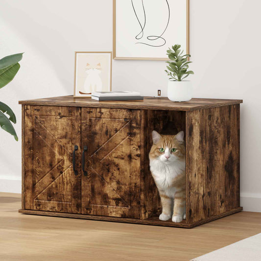 Katzenhaus Geräucherte Eiche 85 x 55 x 50 cm Holzwerkstoff