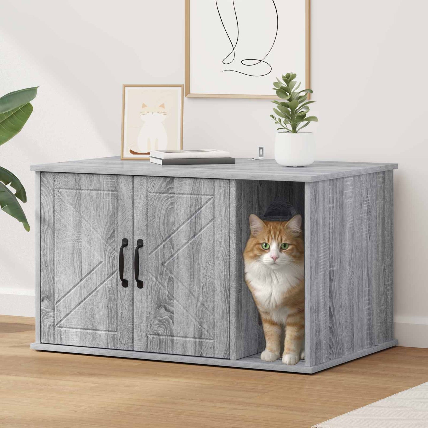 Katzenhaus Graues Sonoma 85 x 55 x 50 cm Holzwerkstoff