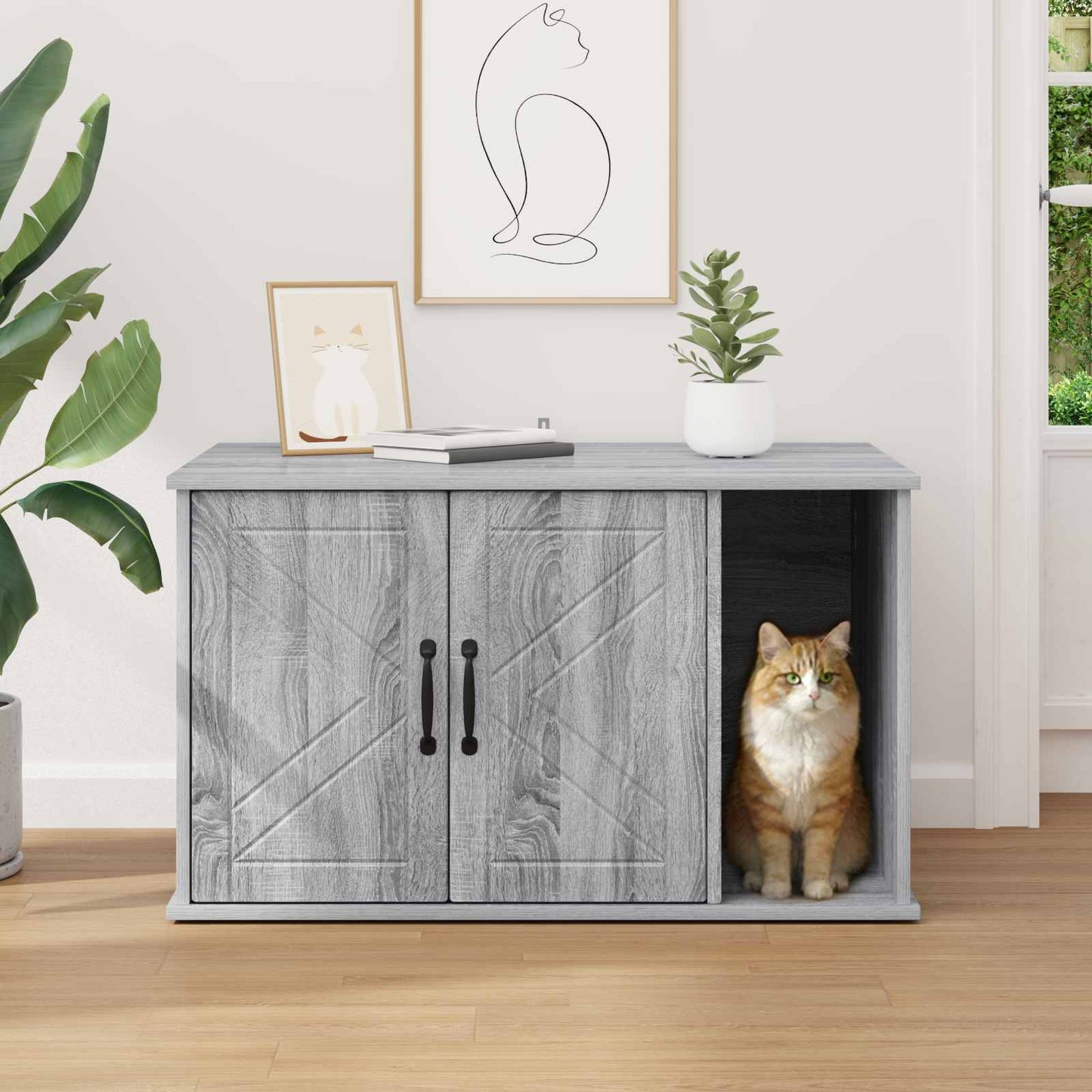 Katzenhaus Graues Sonoma 85 x 55 x 50 cm Holzwerkstoff