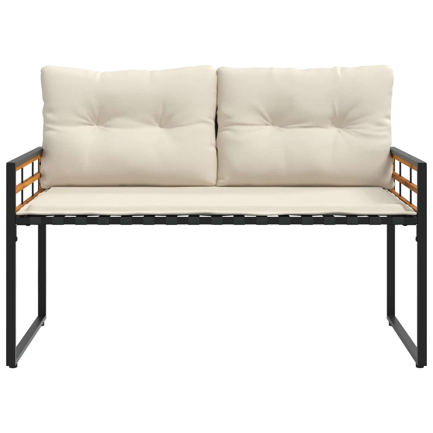 Holz-Lagenbank mit Kissen Uni mit Kissen Creme 114 x 55 x 77 cm