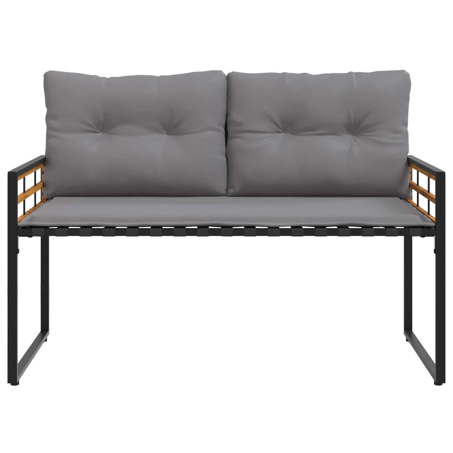 Holz-Lagenbank mit Kissen Uni Hellgrau 114 x 55 x 77 cm
