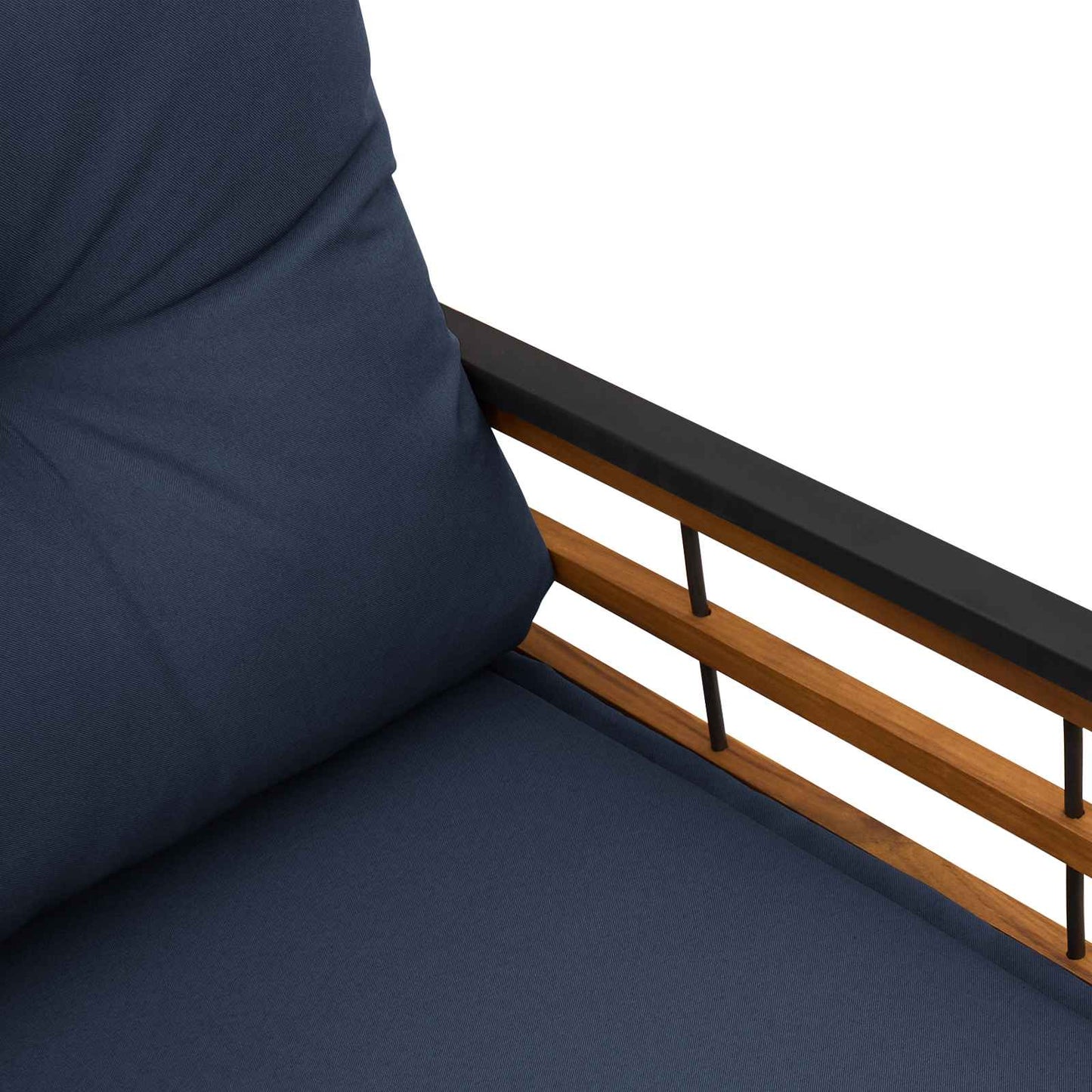 Holz-Lagenbank mit Kissen Uni Marineblau 114 x 55 x 77 cm