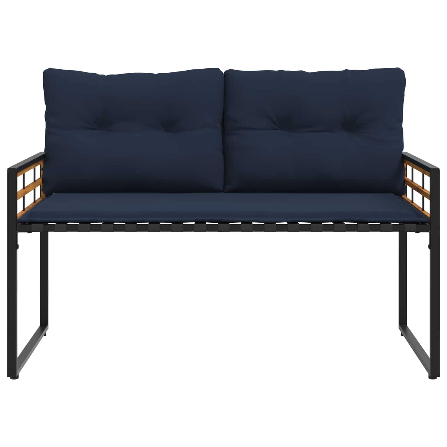 Holz-Lagenbank mit Kissen Uni Marineblau 114 x 55 x 77 cm