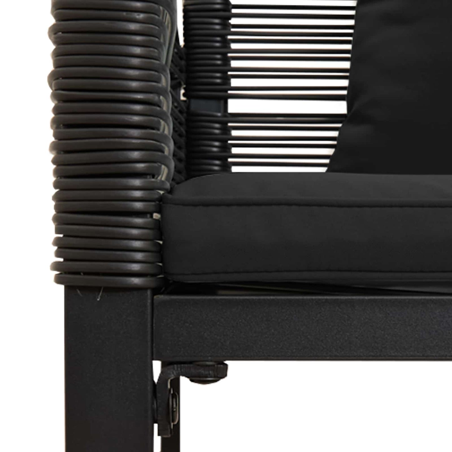Bank Outdoor mit Kissen Schwarz 117 x 54 x 74,5 cm Poly-Rattan