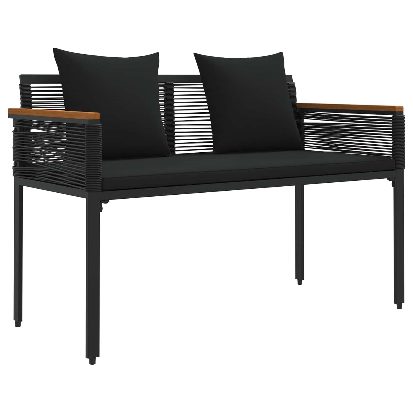 Bank Outdoor mit Kissen Schwarz 117 x 54 x 74,5 cm Poly-Rattan