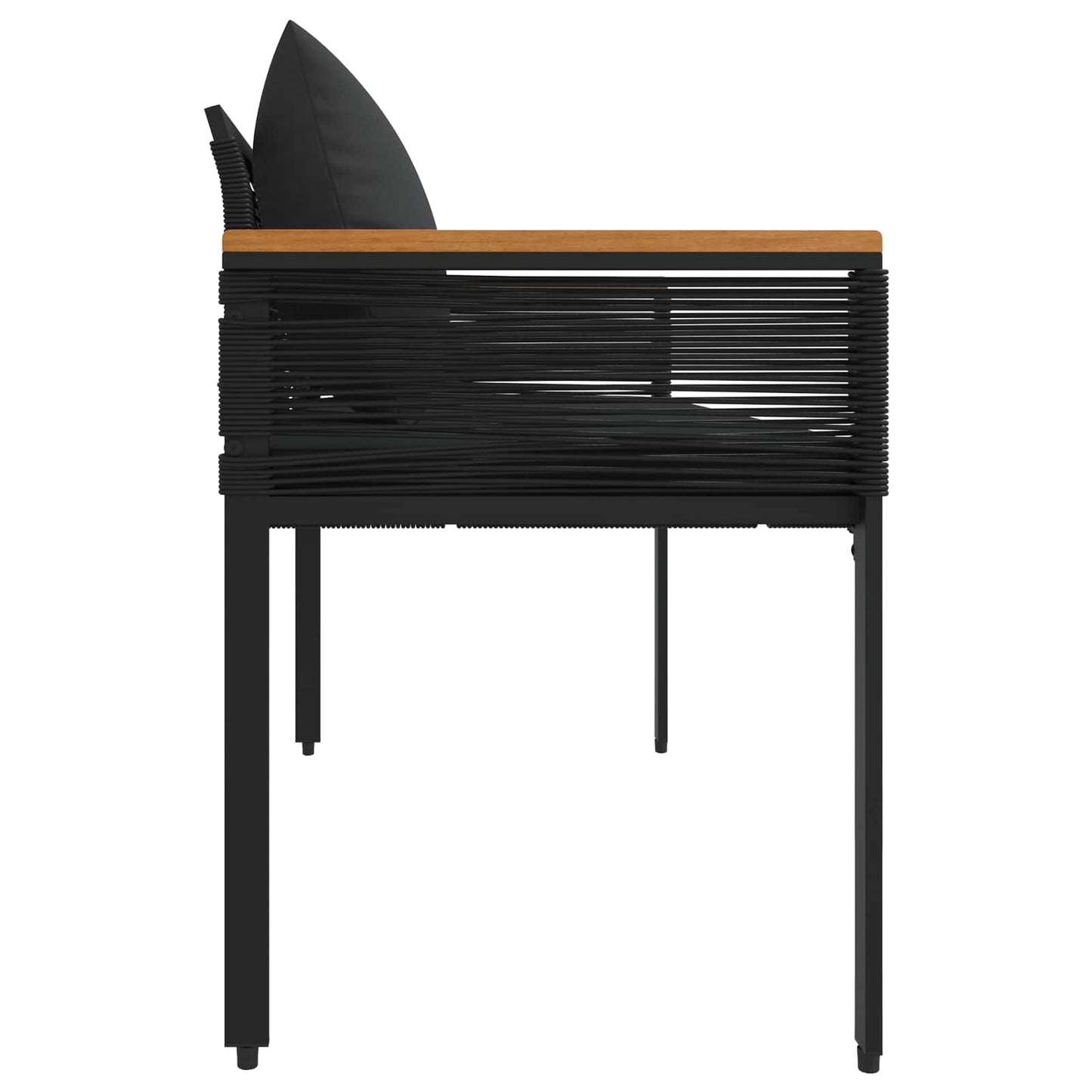 Bank Outdoor mit Kissen Schwarz 117 x 54 x 74,5 cm Poly-Rattan