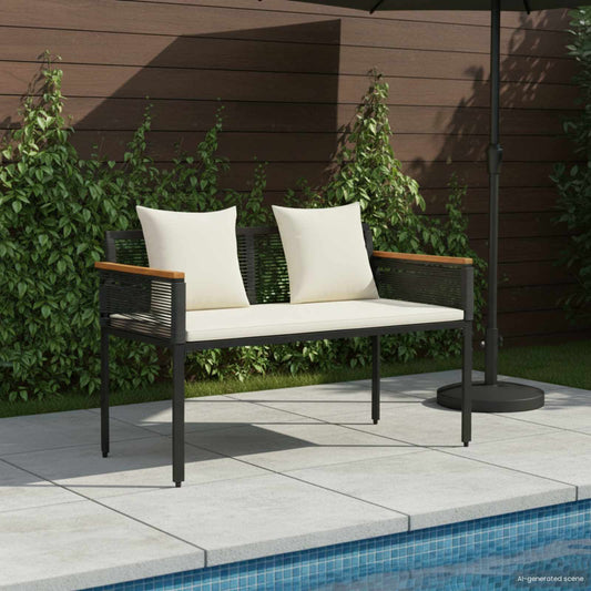 Bank Outdoor Schwarz und Cremeweiß 117 x 54 x 74,5 cm
