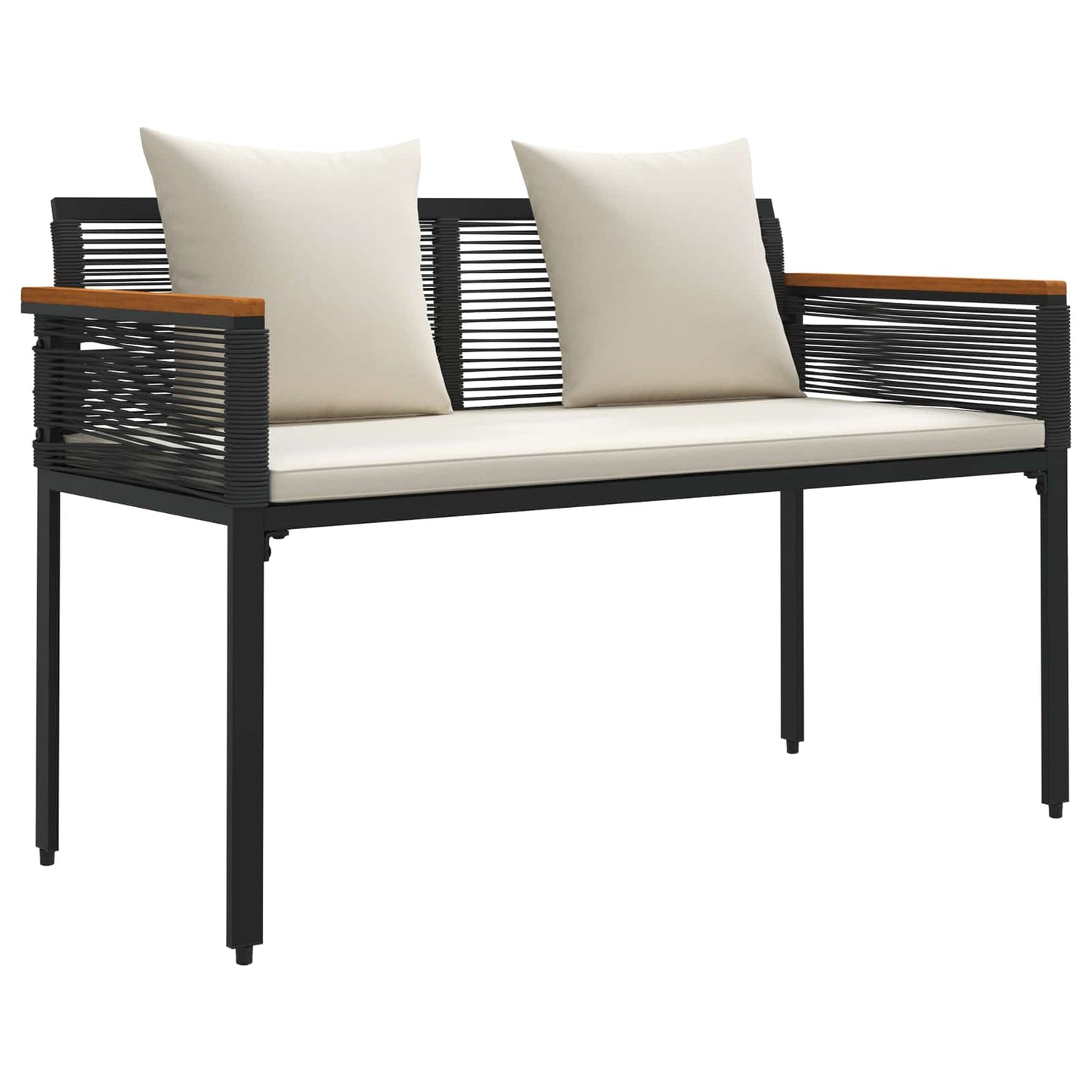 Bank Outdoor Schwarz und Cremeweiß 117 x 54 x 74,5 cm