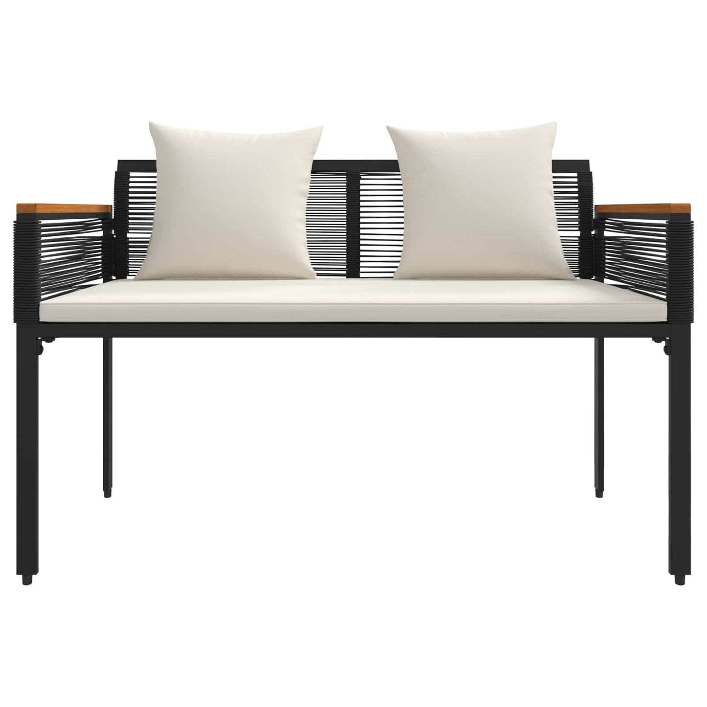 Bank Outdoor Schwarz und Cremeweiß 117 x 54 x 74,5 cm