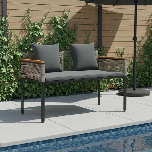 Bank Outdoor Grau und Dunkelgrau 117 x 54 x 74,5 cm Poly-Rattan