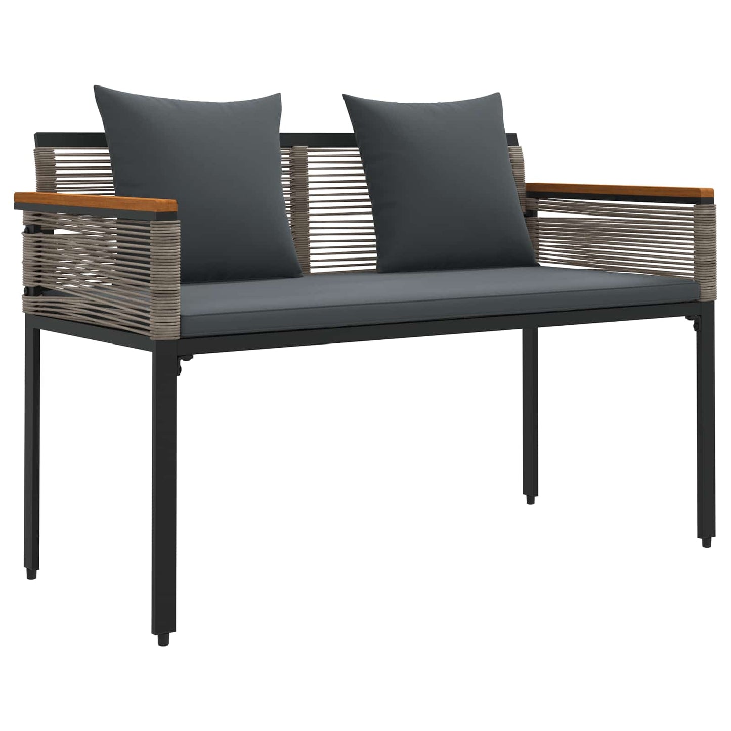 Bank Outdoor Grau und Dunkelgrau 117 x 54 x 74,5 cm Poly-Rattan