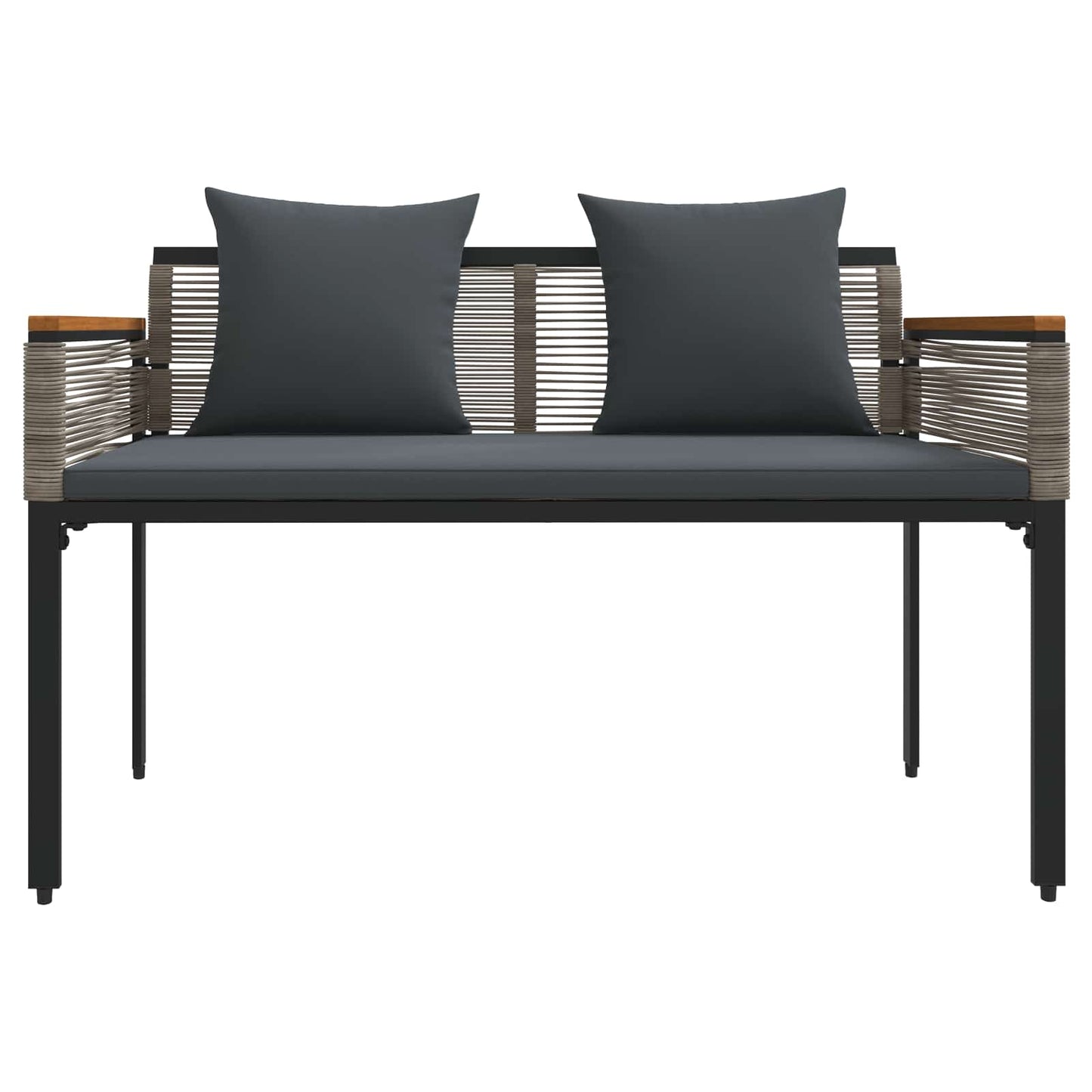 Bank Outdoor Grau und Dunkelgrau 117 x 54 x 74,5 cm Poly-Rattan