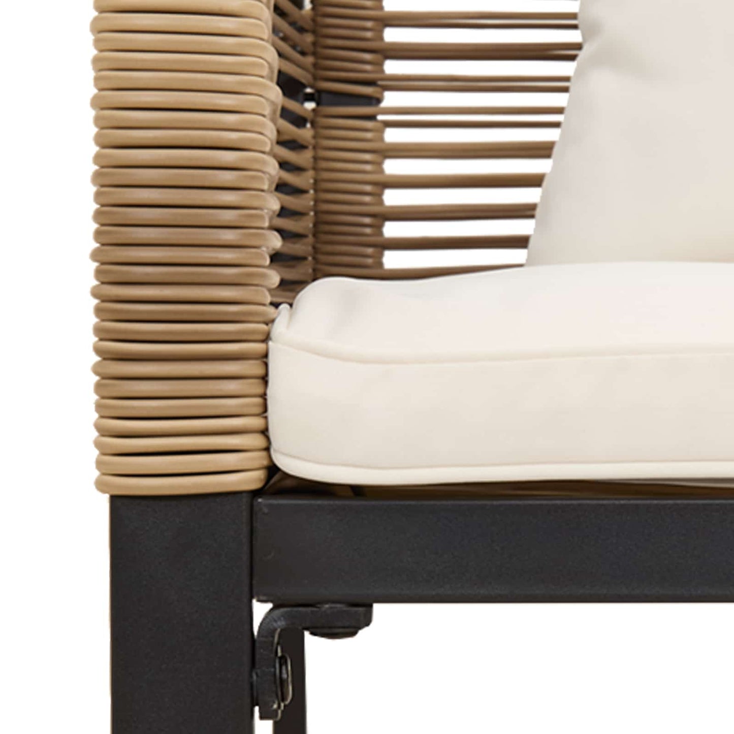 Bank Outdoor Beige und Cremeweiß 117 x 54 x 74,5 cm Poly-Rattan