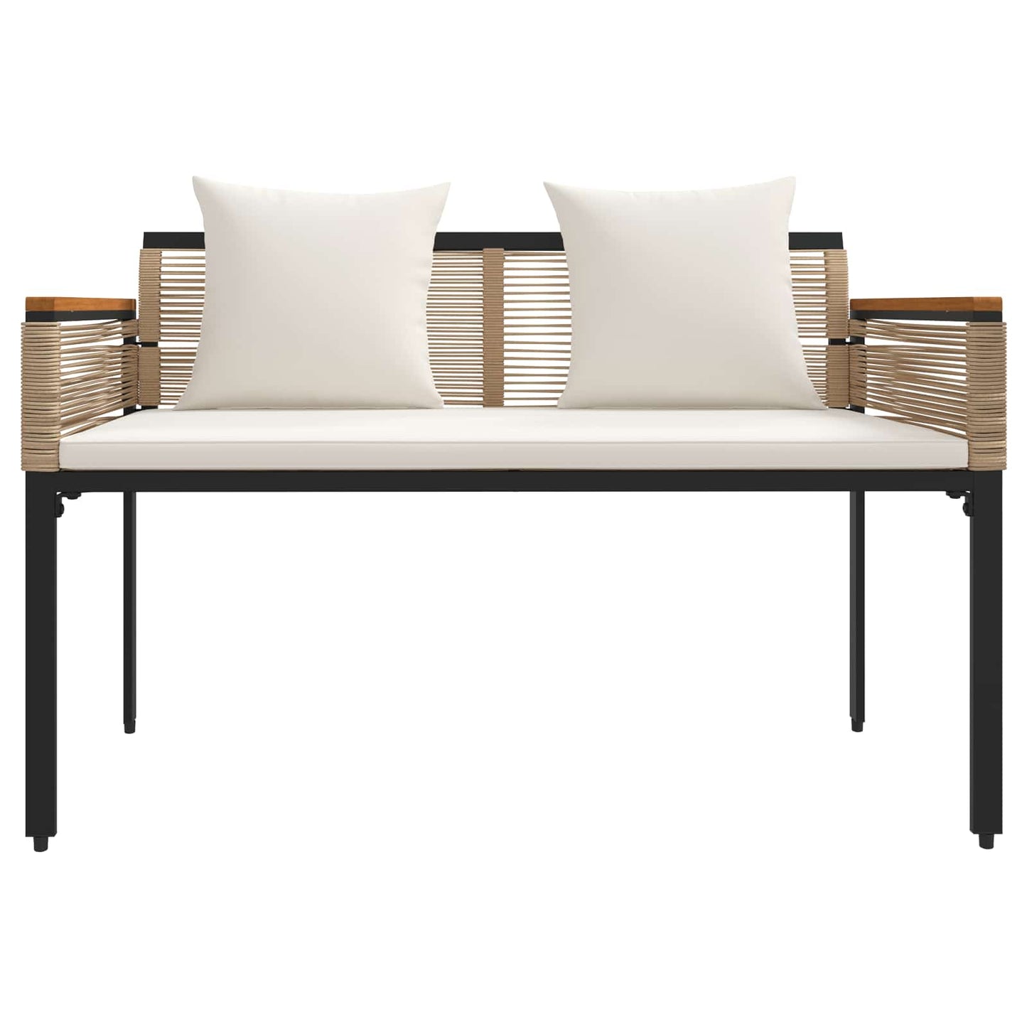 Bank Outdoor Beige und Cremeweiß 117 x 54 x 74,5 cm Poly-Rattan