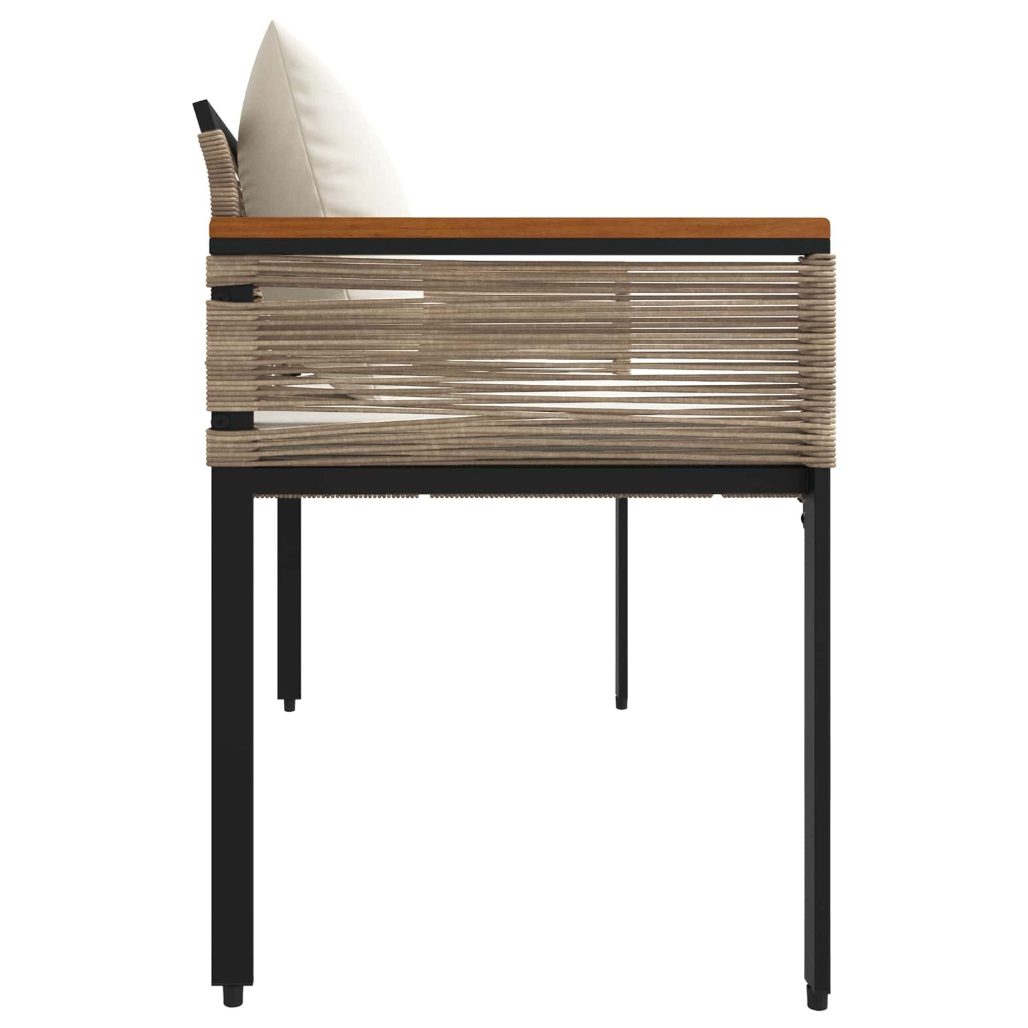 Bank Outdoor Beige und Cremeweiß 117 x 54 x 74,5 cm Poly-Rattan