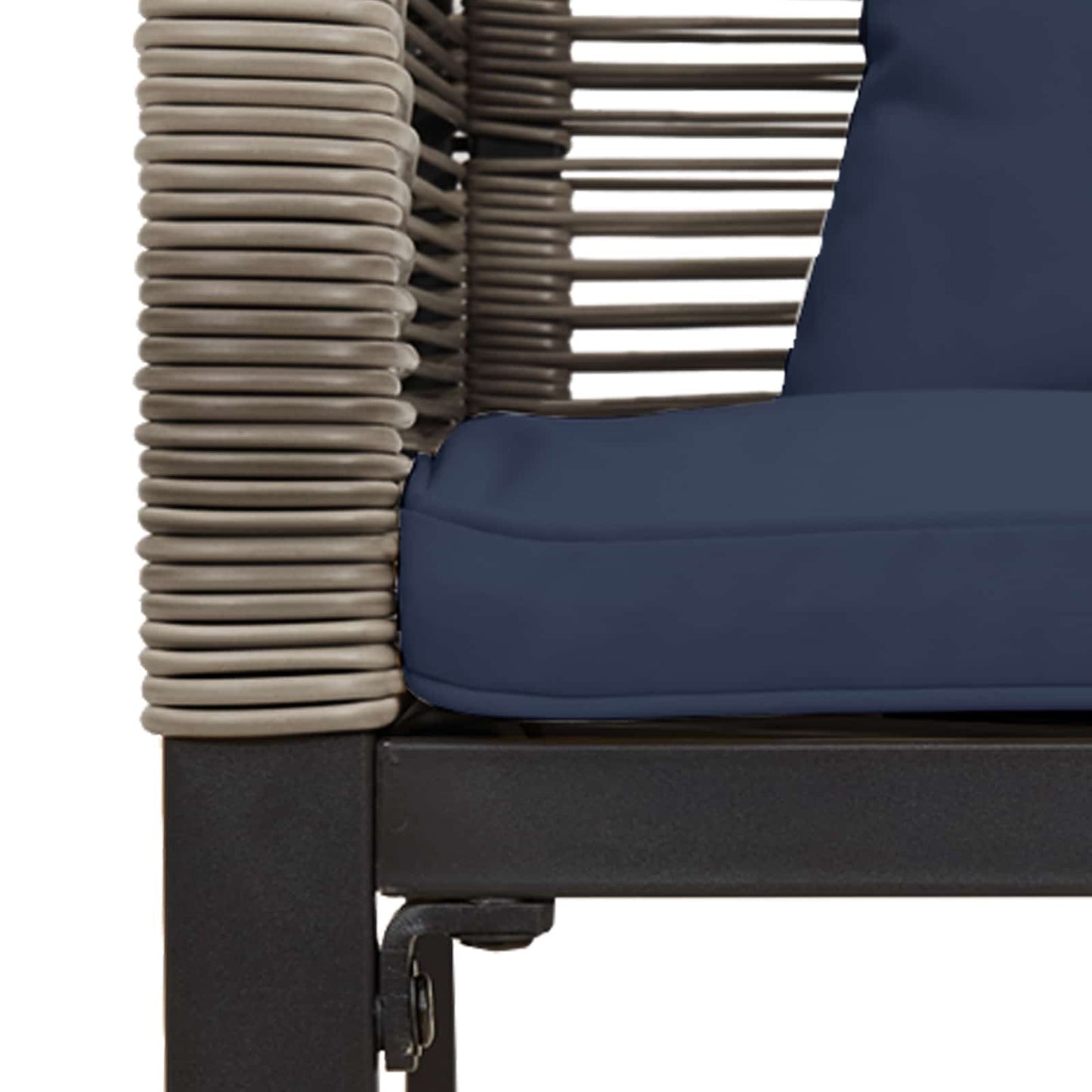 Bank Outdoor Grau und Marineblau 117 x 54 x 74,5 cm Poly-Rattan